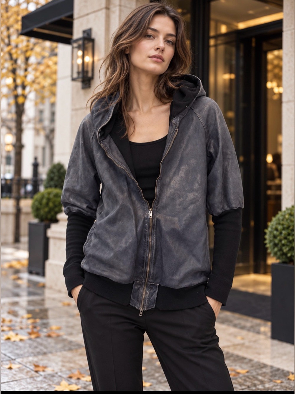 Giorgio Brato Leather hooded Jacket